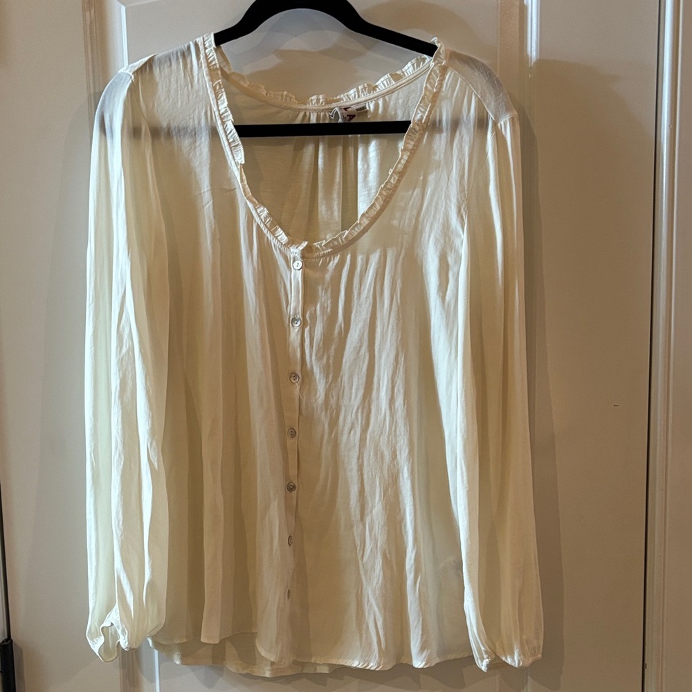 Anthropologie Ivory Button-Up Blouse